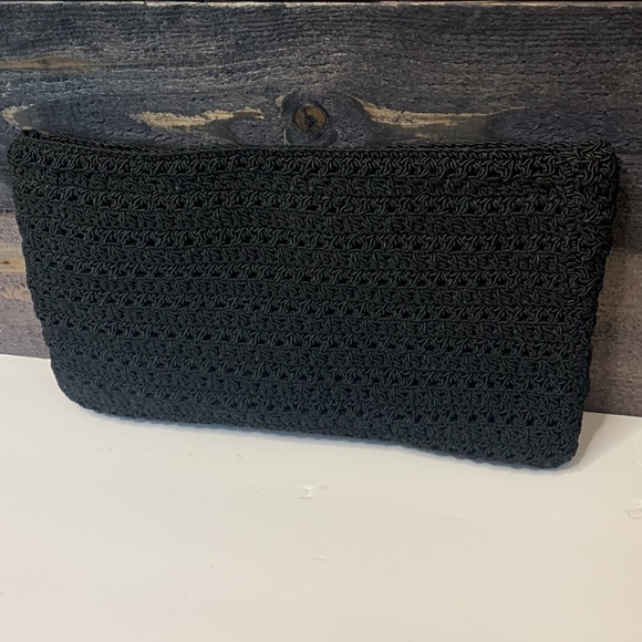 Large Black Sturdy Crochet Envelope Bag | Carry Purse | Satchel | IPad Travel - Picture 7 of 8